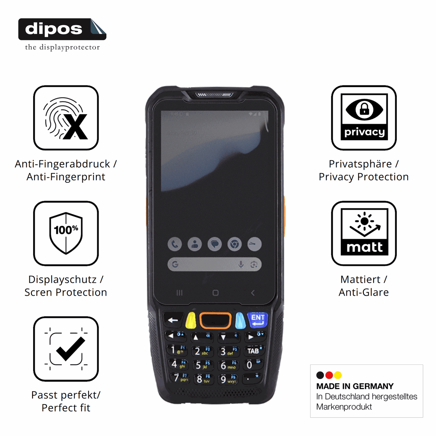 Privatsphäre-Schutz durch Sichtschutz-Folie passend zugeschnitten für pointmobile pm68