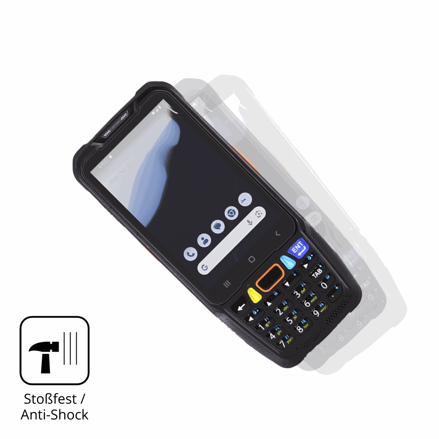 Schutz gegen Kratzer auf dem pointmobile pm68 Glas durch Schlüssel, Stöße gegen die Tischkante oder Stürze
