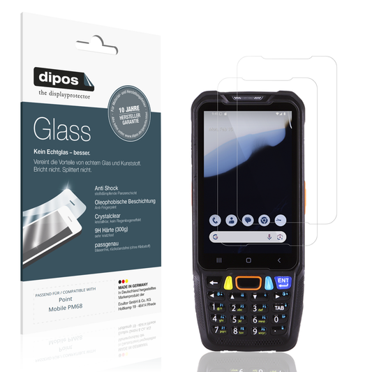 Klare Displayschutzfolie von dipos passend für pointmobile pm68, 9H kratzfest und blasenfrei montiert