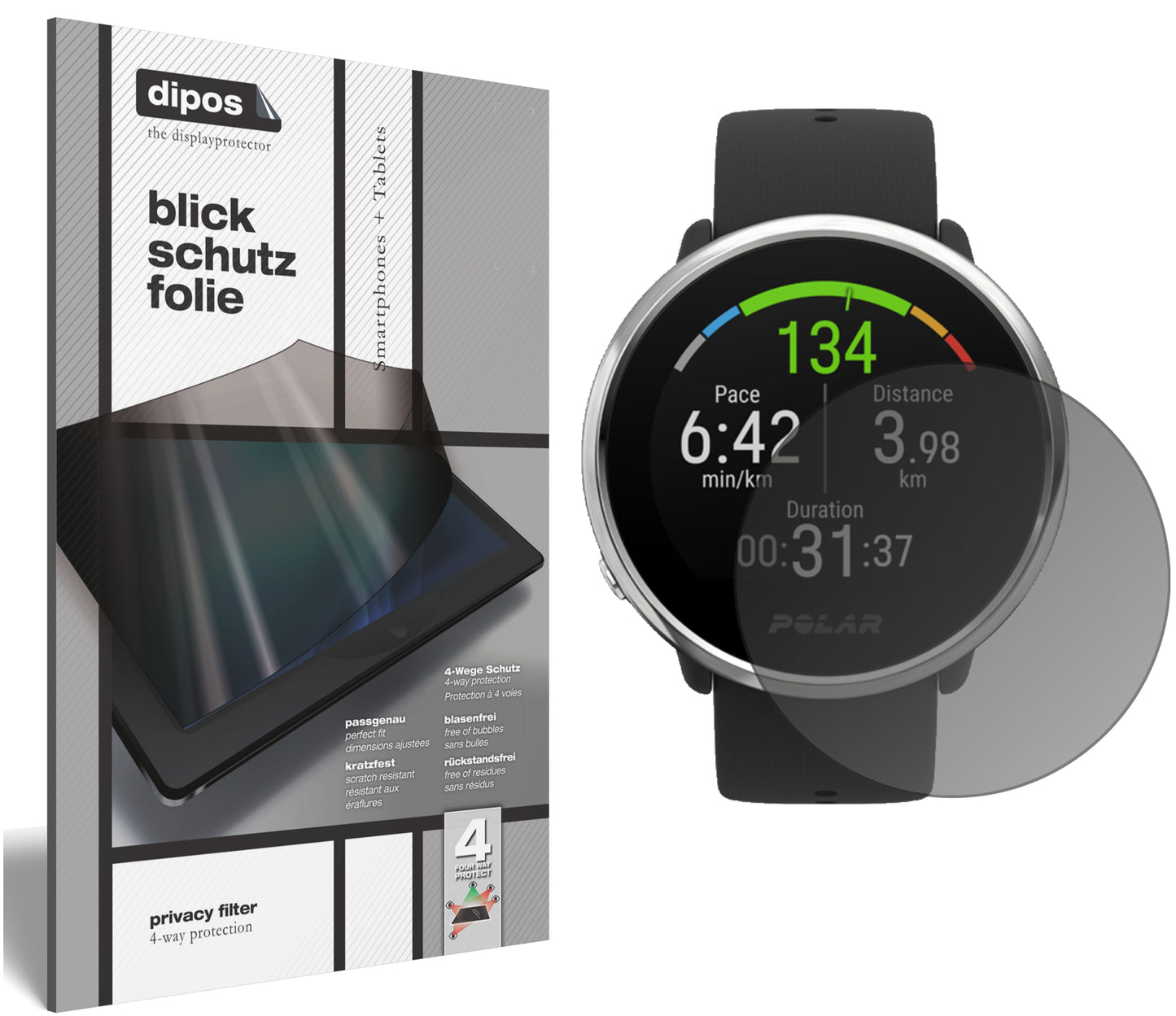 Blickschutzfolie von dipos passend für Polar Ignite, präziser Zuschnitt und blasenfrei montiert