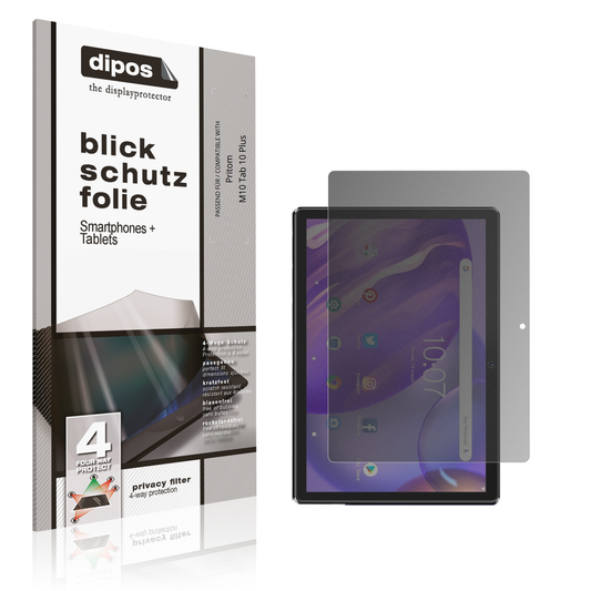 Blickschutzfolie von dipos passend für pritomm10 tab 10 plus, präziser Zuschnitt und blasenfrei montiert
