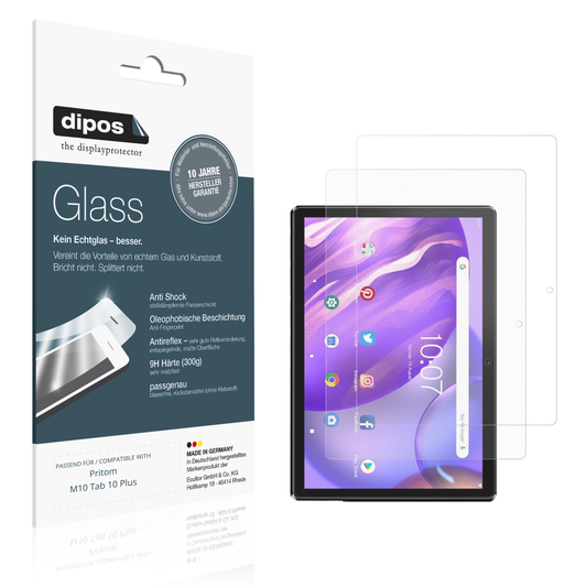 Matte Displayschutzfolie von dipos passend für pritomm10 tab 10 plus, 9H kratzfest und blasenfrei montiert