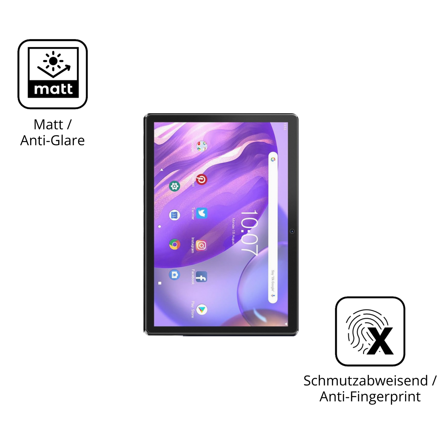 9H Hartbeschichtete, flexible Folie passend zugeschnitten für pritomm10 tab 10 plus