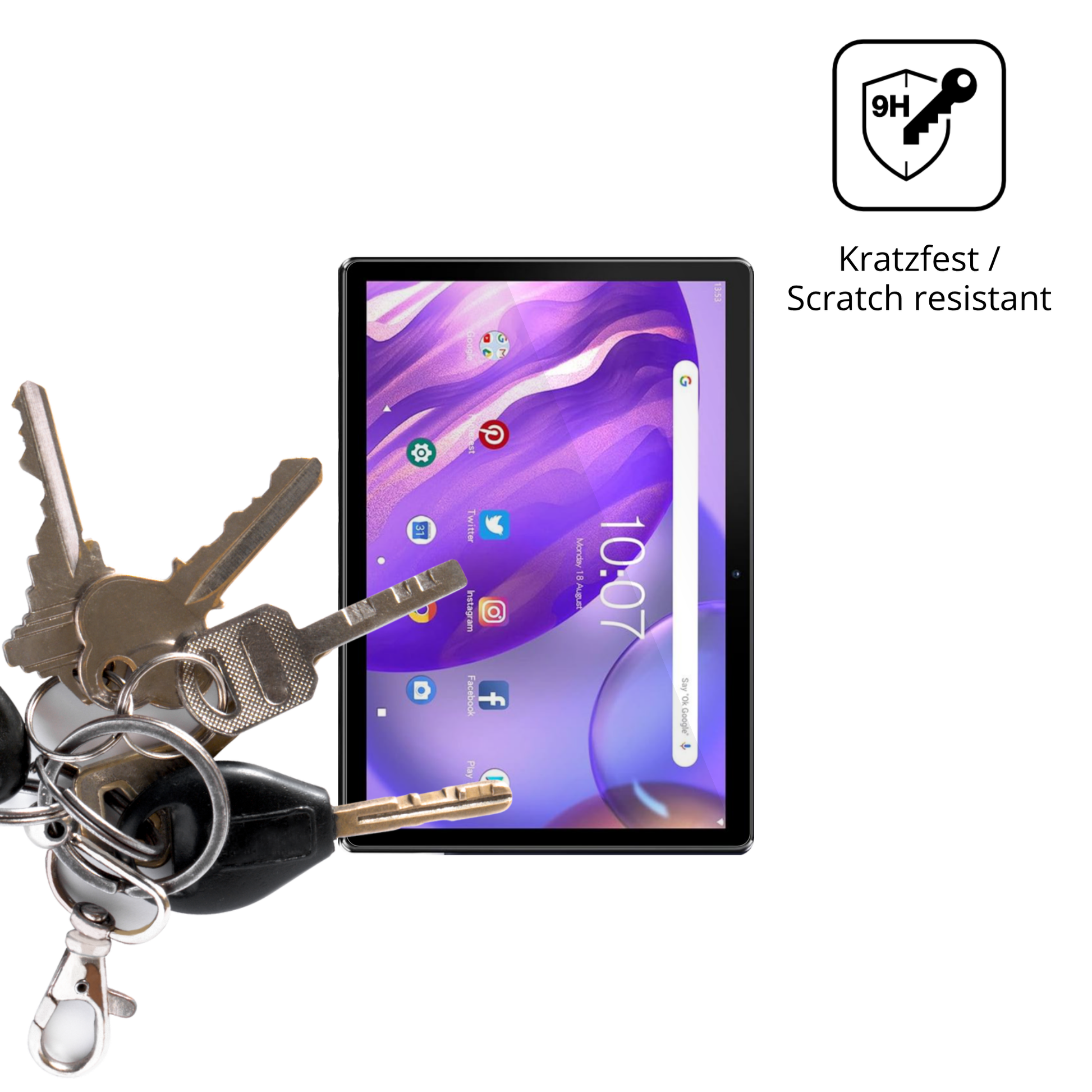 dipos Displayschutz für pritomm10 tab 10 plus, transparente Oberfläche, perfekte Passform auch für die Rundungen