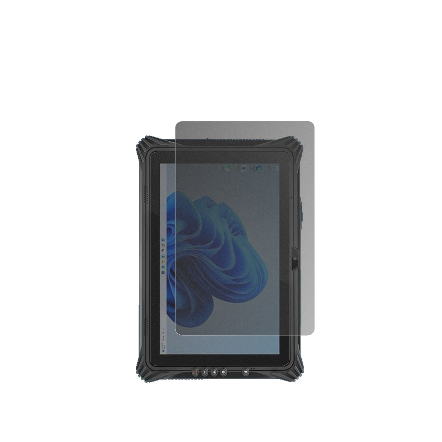 pulijazrugged tablet mit aufgebrachtem dipos Displayschutz, der seitliche Einblicke blockiert