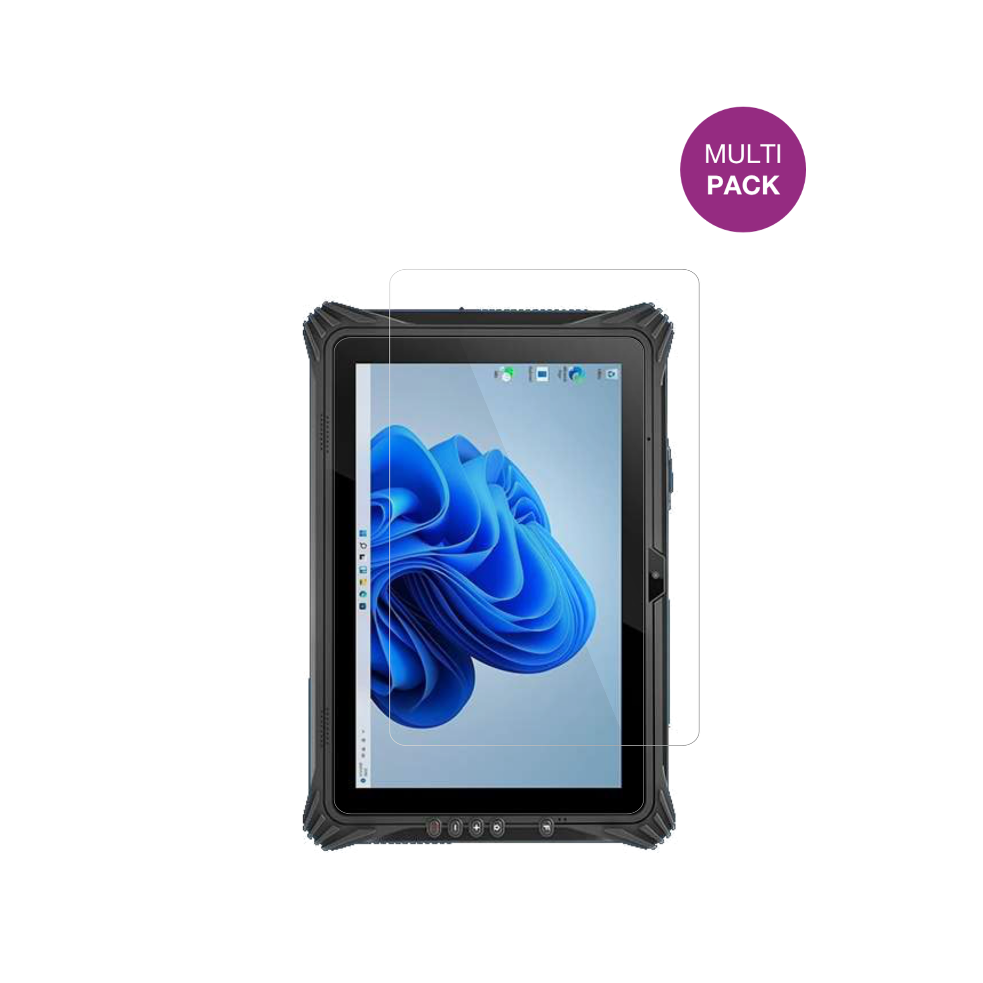 pulijazrugged tablet mit aufgebrachter dipos Displayschutzfolie, glasklare Darstellung ohne Einschränkungen