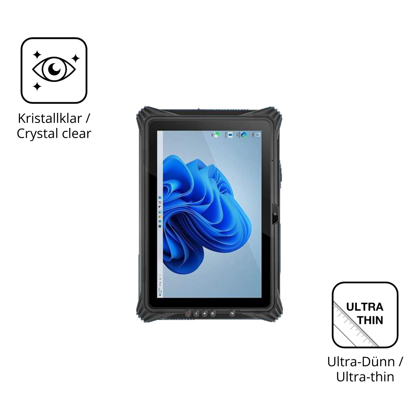 Dünne und klare Folie passend zugeschnitten für pulijazrugged tablet