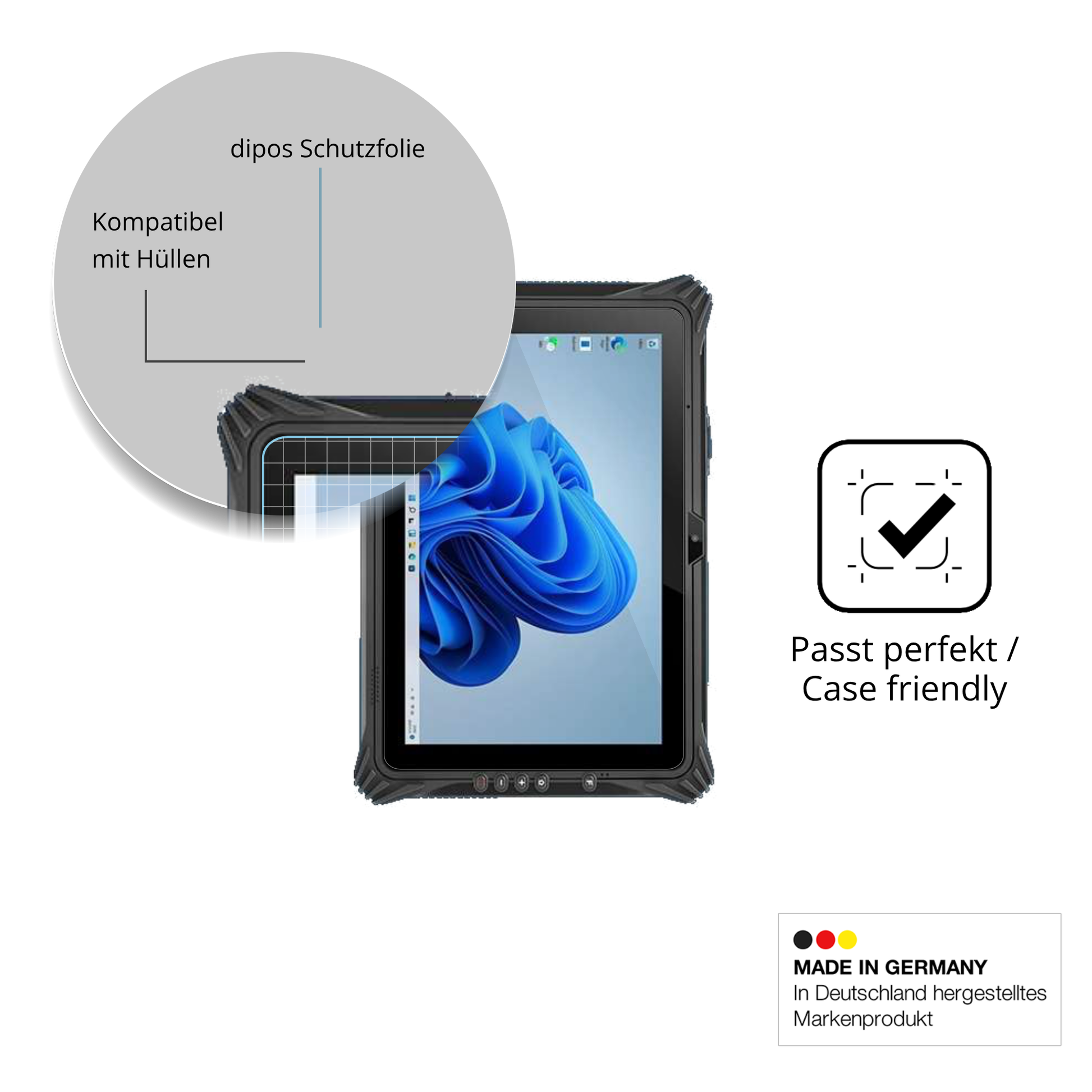 Schutzfolie mit optimaler Passform, zur Verwendung mit Hüllen geeignet