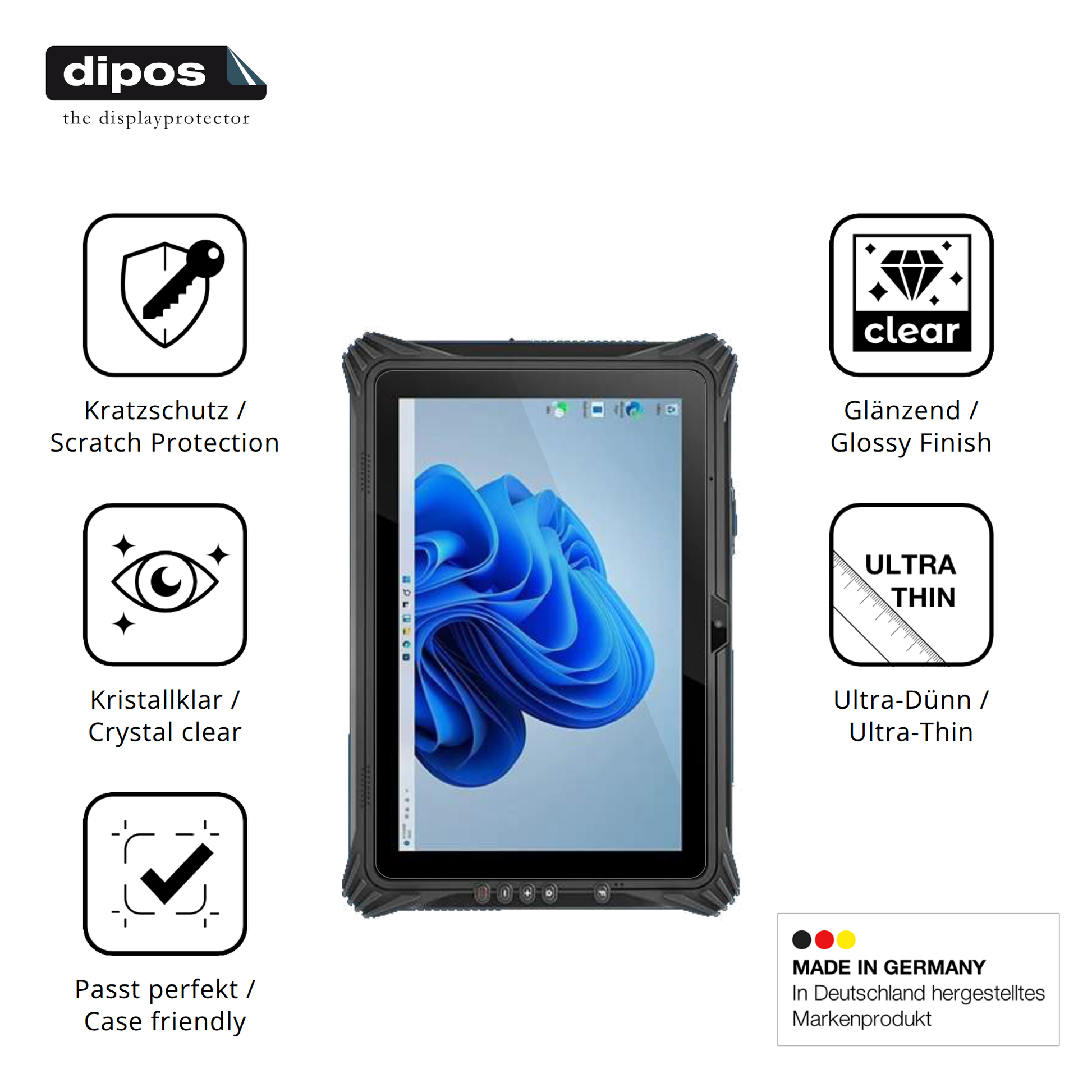 Displayschutz hergestellt in Deutschland, höchste Qualität made in Germany