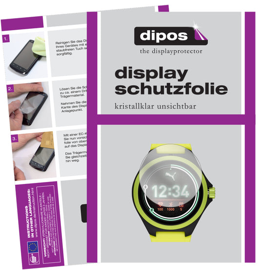 2x Schutzfolie klar für Puma Gen 4 Heart Rate Smartwatch Display-Schutzfolie
