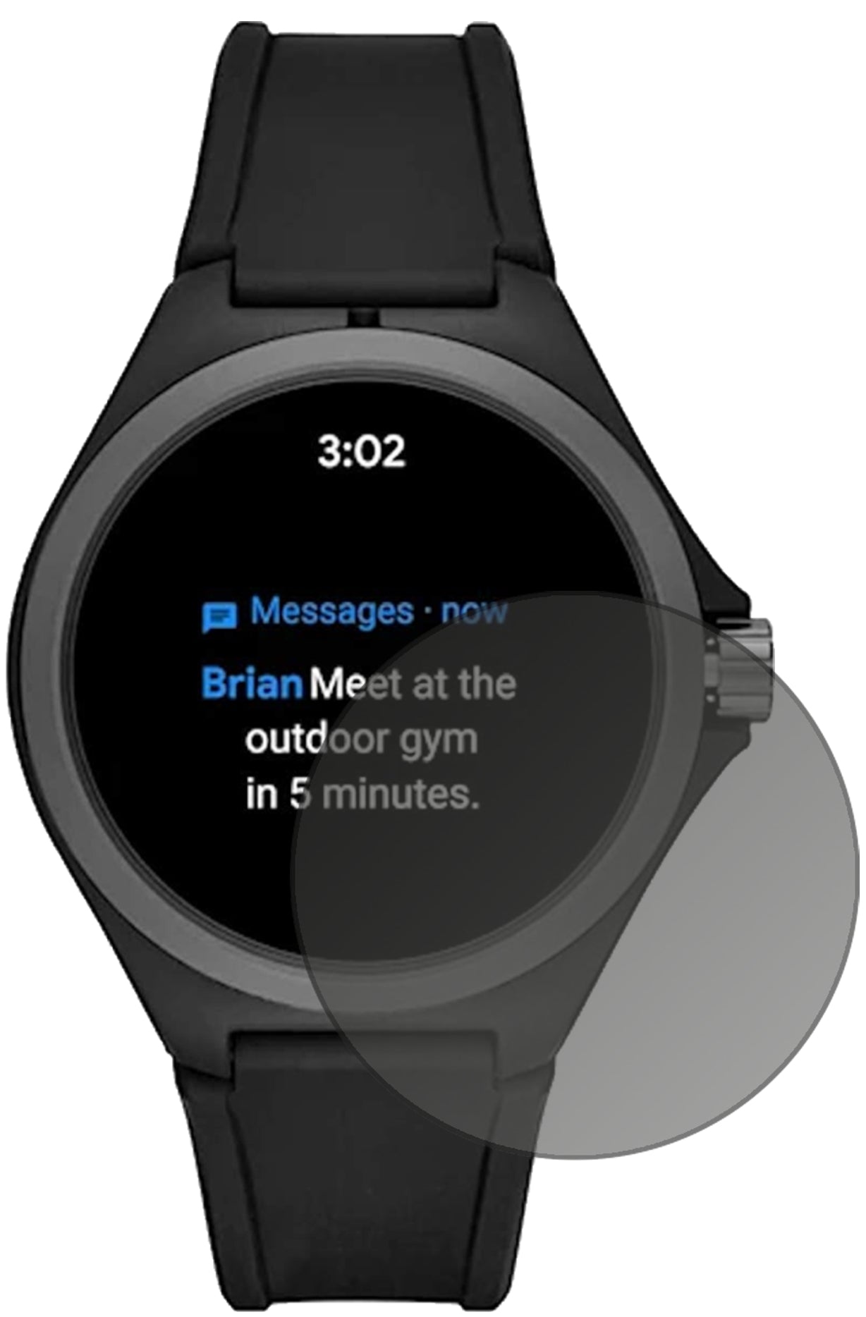 PumaPT9100 Smartwatch mit aufgebrachtem dipos Displayschutz, der seitliche Einblicke blockiert