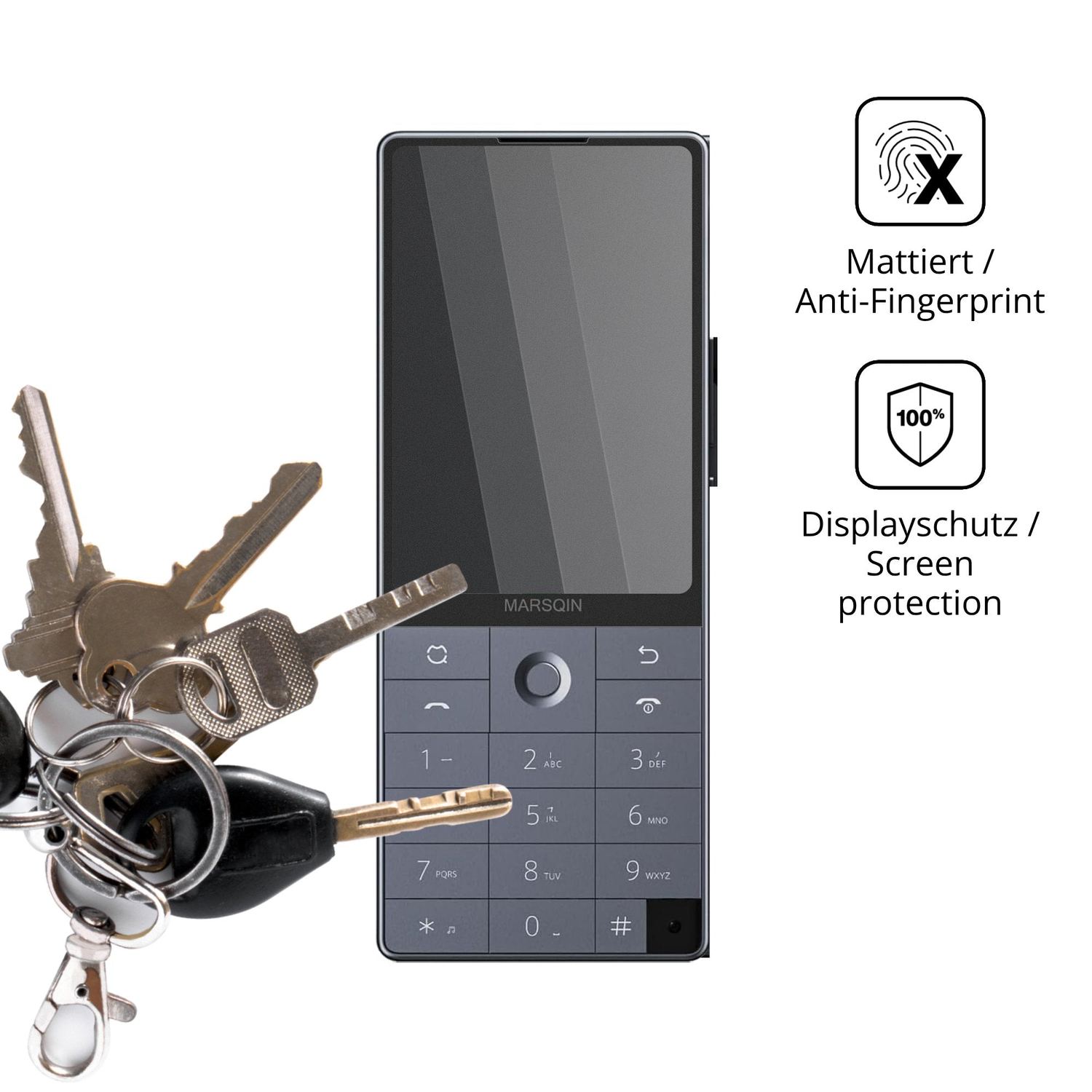 dipos Displayschutz für Qin F25, mattierte Oberfläche, Blickschutzfilter und perfekter Passform