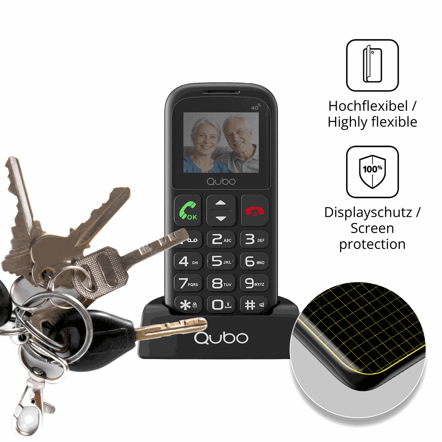dipos Displayschutz für Qubo P186, mit Blickschutzfilter und perfekter Passform auch für die Rundungen
