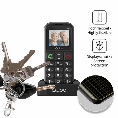 dipos Displayschutz für Qubo P186, transparente Oberfläche, perfekte Passform auch für die Rundungen