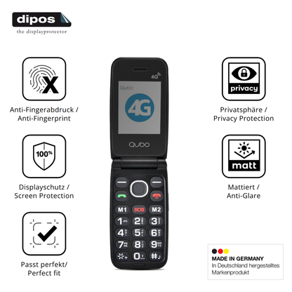 Privatsphäre-Schutz durch Sichtschutz-Folie passend zugeschnitten für Qubo 4G Klapphandy