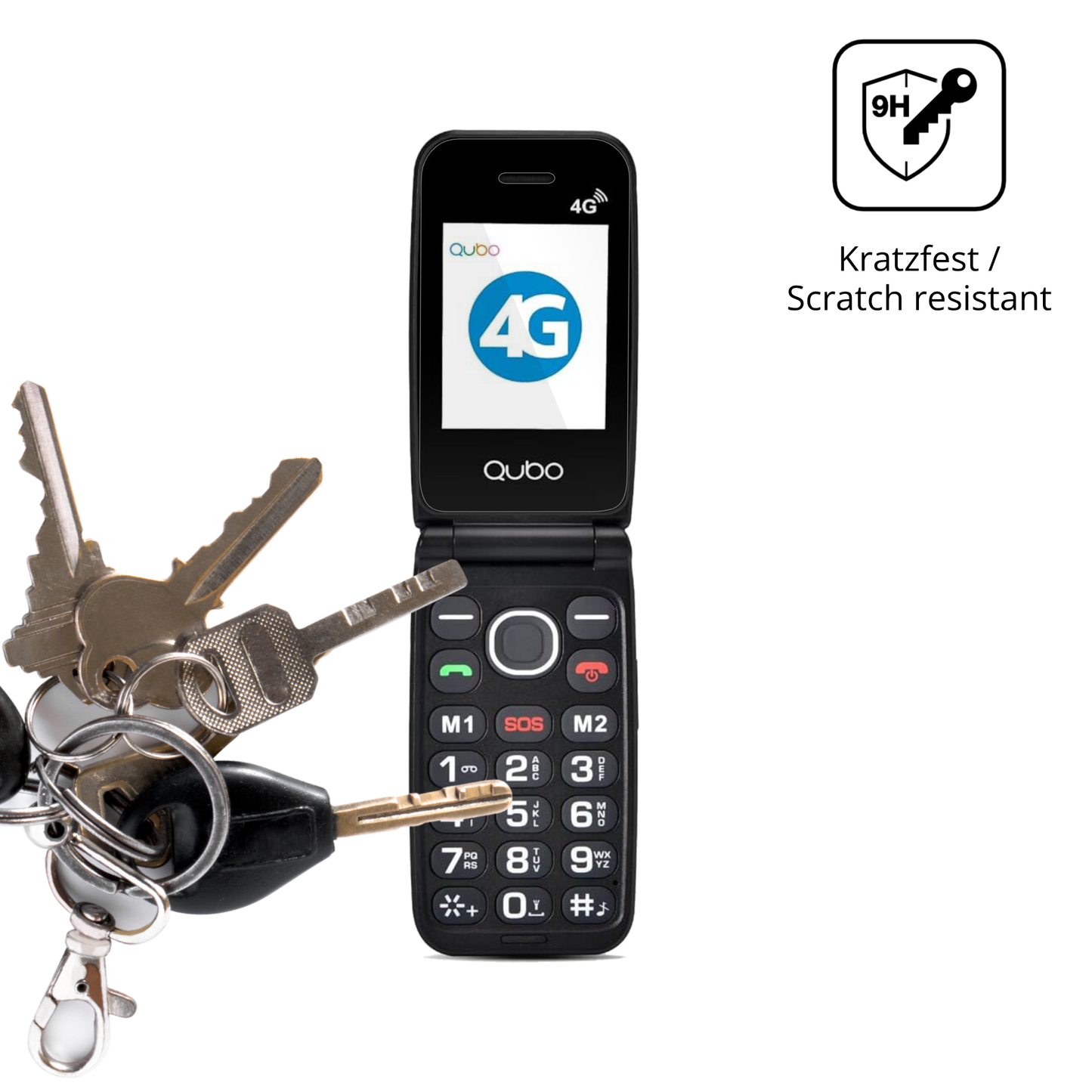 dipos Displayschutz für Qubo 4G Klapphandy, transparente Oberfläche, perfekte Passform auch für die Rundungen