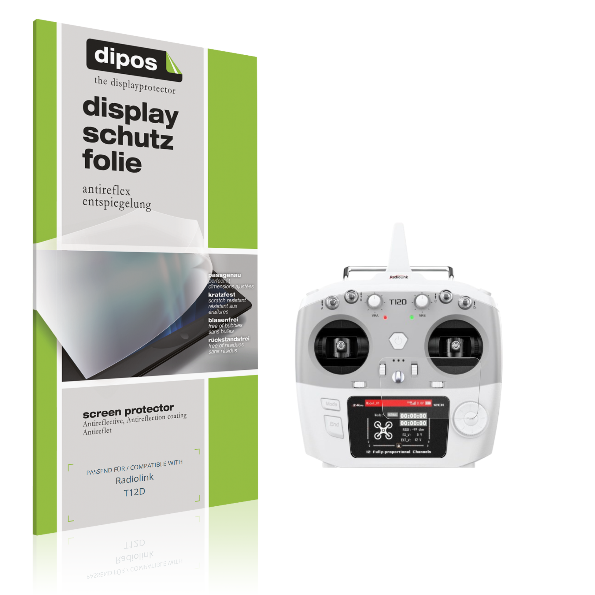 Matte Displayschutzfolie von dipos passend für Radiolink T12D, präziser Zuschnitt und blasenfrei montiert