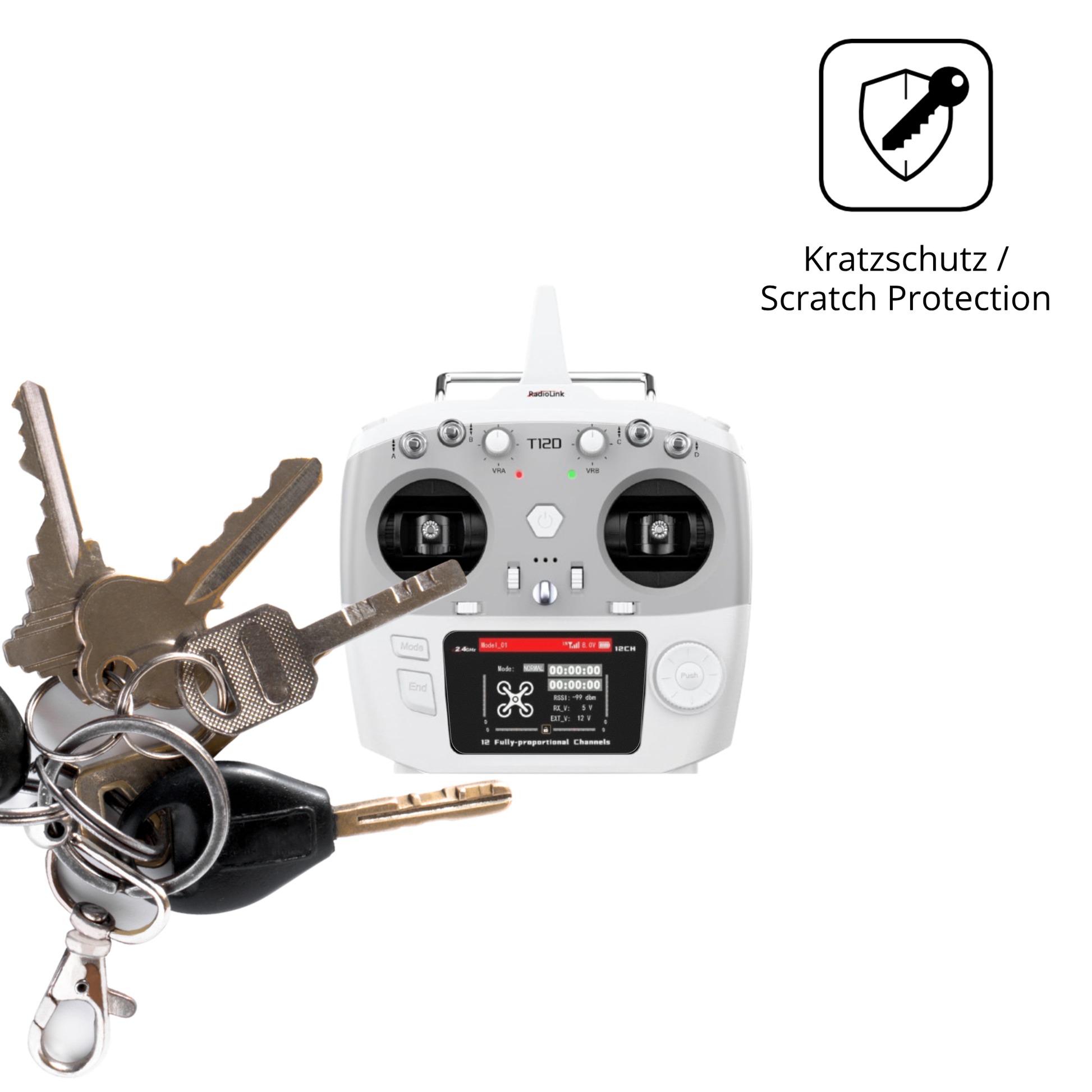 Schutz gegen Kratzer auf dem Radiolink T12D Glas durch Schlüssel oder Ähnliches