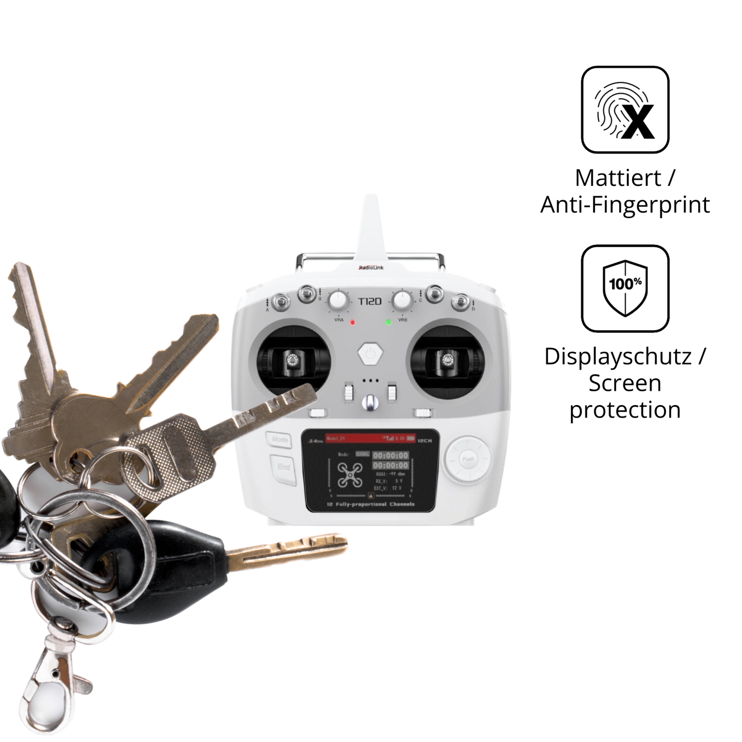 dipos Displayschutz für Radiolink T12D, mattierte Oberfläche, Blickschutzfilter und perfekter Passform