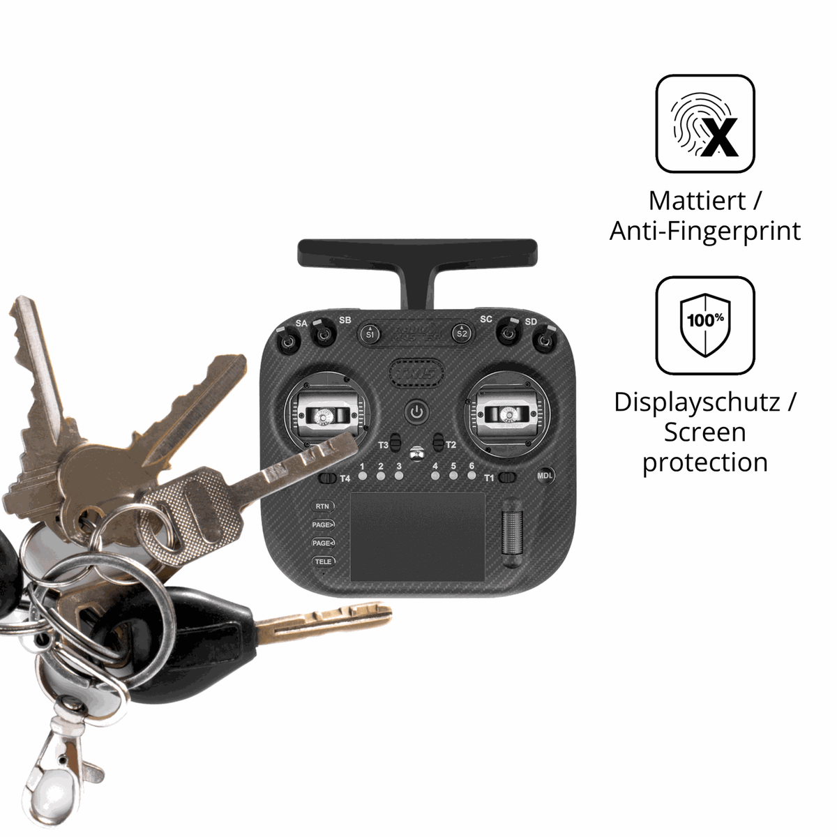 dipos Displayschutz f�r Radiomaster TX15 Max, mattierte Oberfl�che, Blickschutzfilter und perfekter Passform