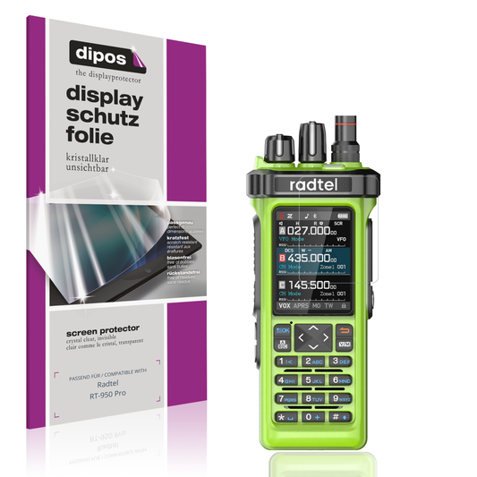 Klare Displayschutzfolie von dipos passend für radtelrt-950 pro, präziser Zuschnitt und blasenfrei montiert