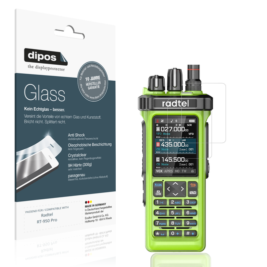 Klare Displayschutzfolie von dipos passend für radtelrt-950 pro, 9H kratzfest und blasenfrei montiert