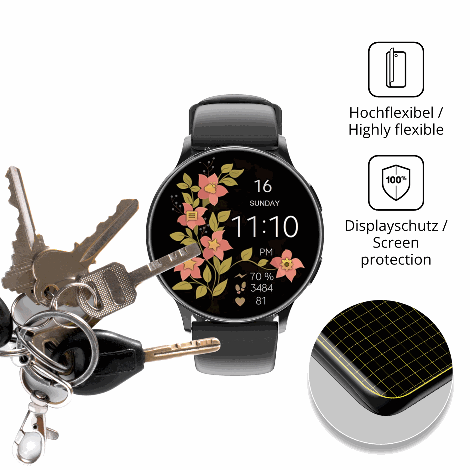 dipos Displayschutz für Raikon S30, transparente Oberfläche, geringe Dicke und perfekte Passform