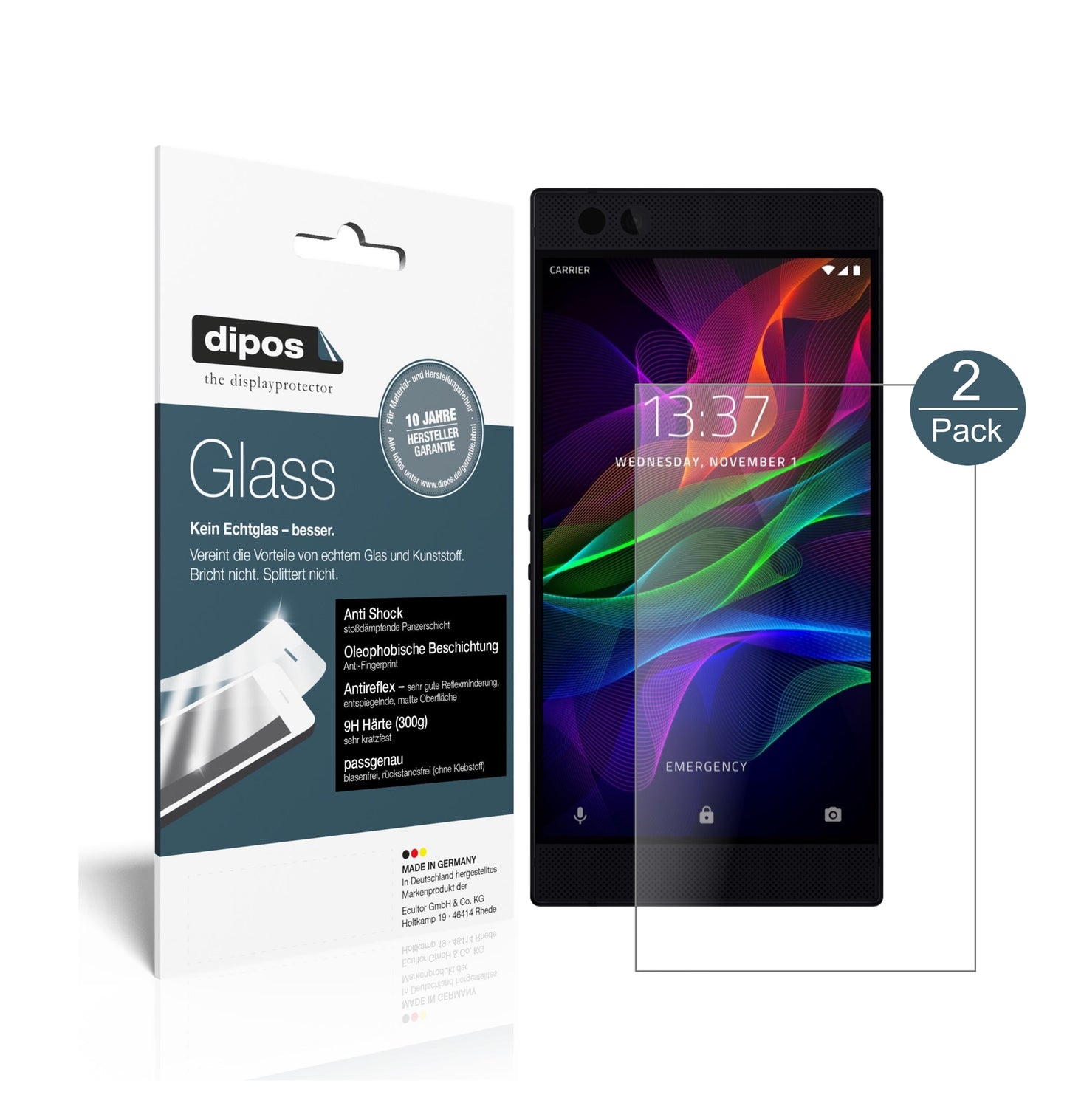 Mattes Panzerglas: Schutz vor Brüchen, Fingerabdrücken und Bildschirmblendung für Razer-Phone