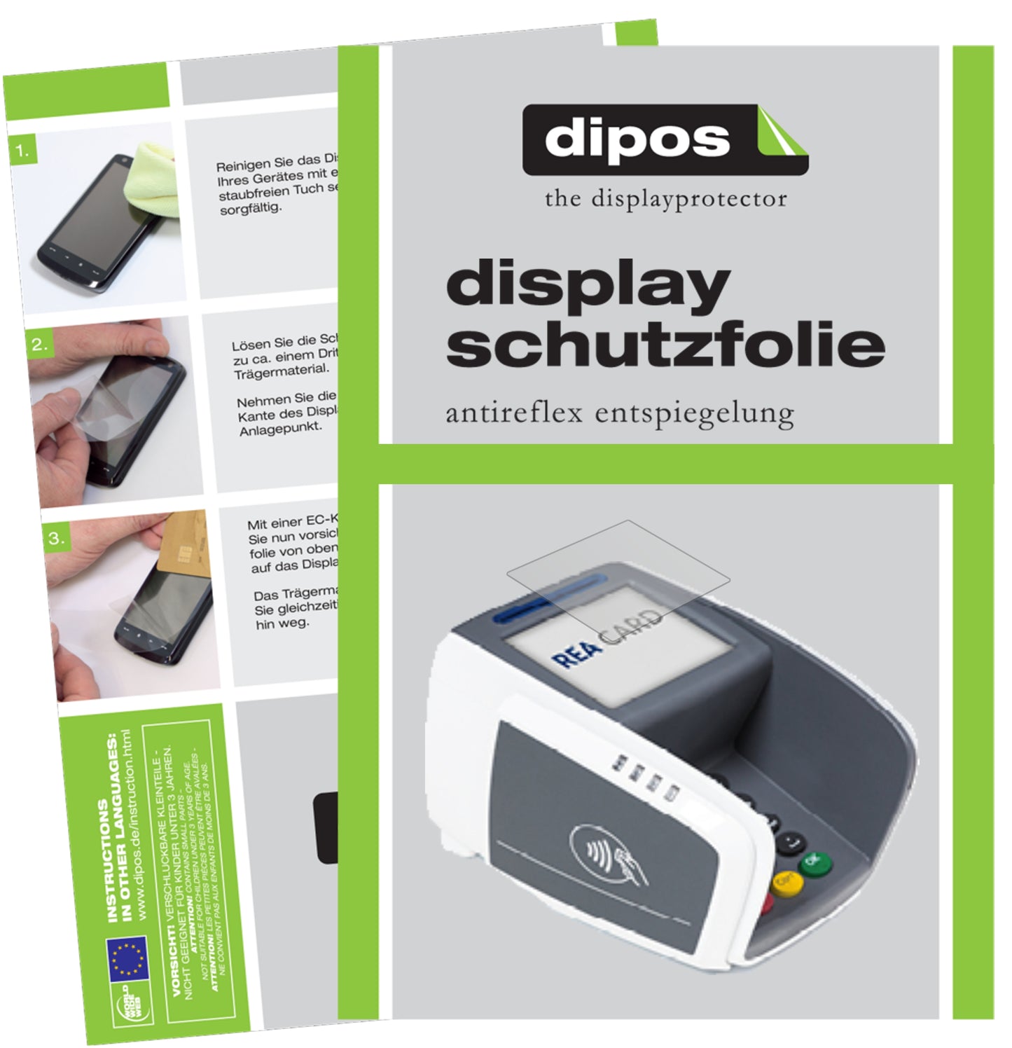 Matte Displayschutzfolie von dipos passend für REA CARD T7 pro touch, präziser Zuschnitt und blasenfrei montiert