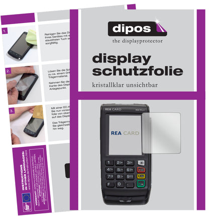 Klare Displayschutzfolie von dipos passend für REA CARD T9 pro Terminal, präziser Zuschnitt und blasenfrei montiert
