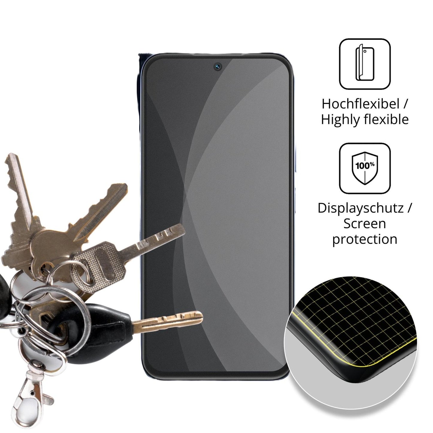 dipos Displayschutz für Realme 15x, mit Blickschutzfilter und perfekter Passform auch für die Rundungen