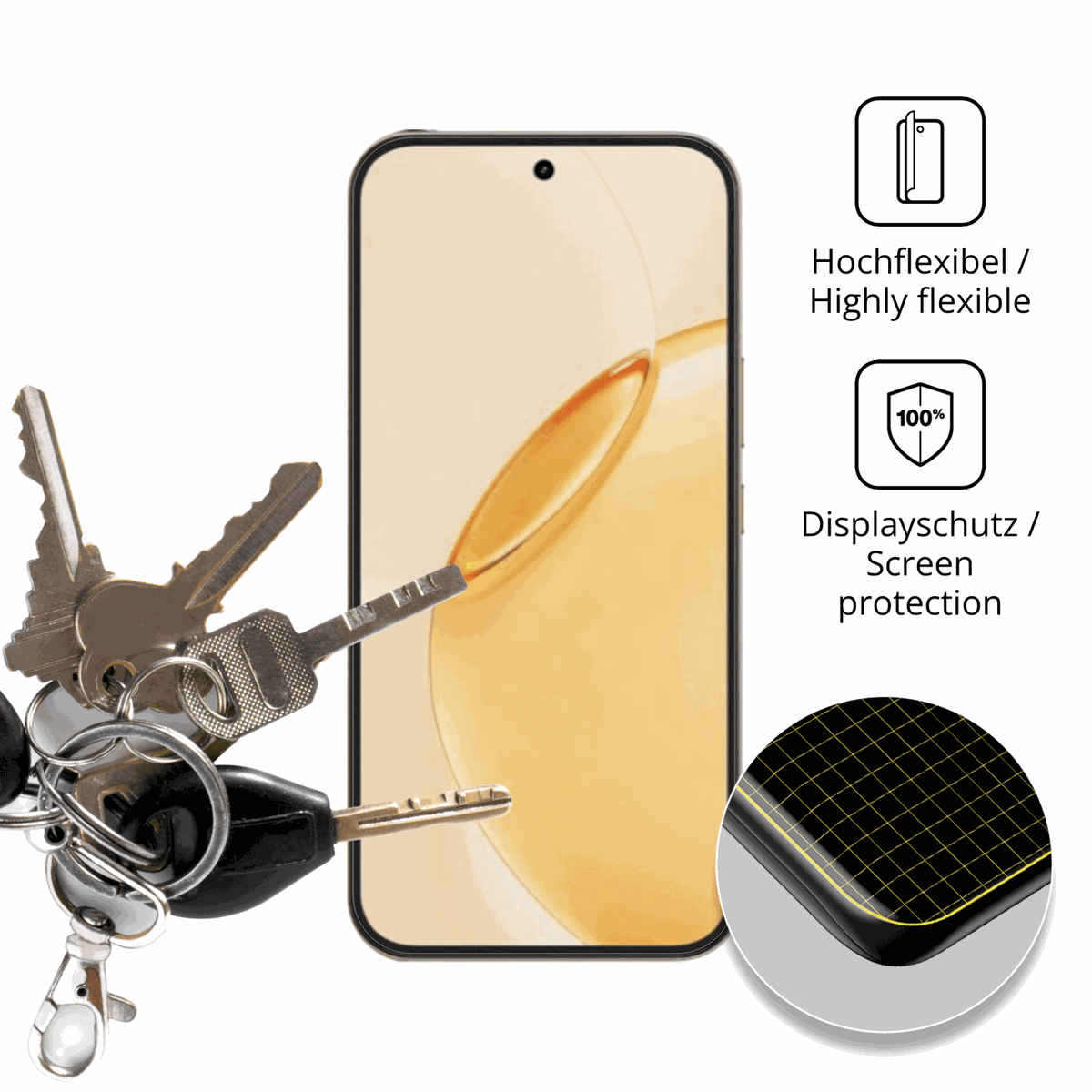 dipos Displayschutz für Realme 16 Pro Plus 5G, transparente Oberfläche, perfekte Passform auch für die Rundungen