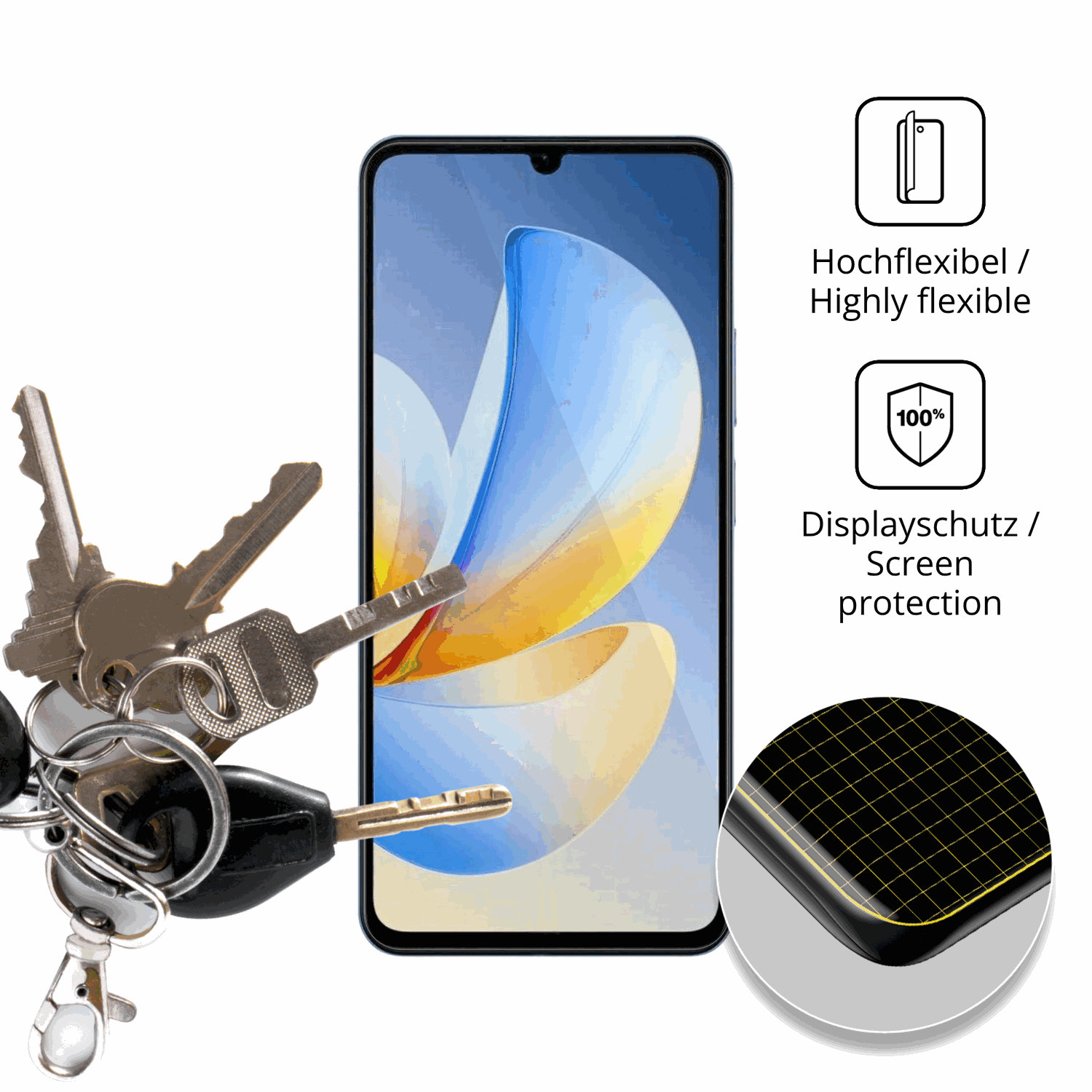 dipos Displayschutz für Realme P4 Lite, transparente Oberfläche, geringe Dicke und perfekte Passform