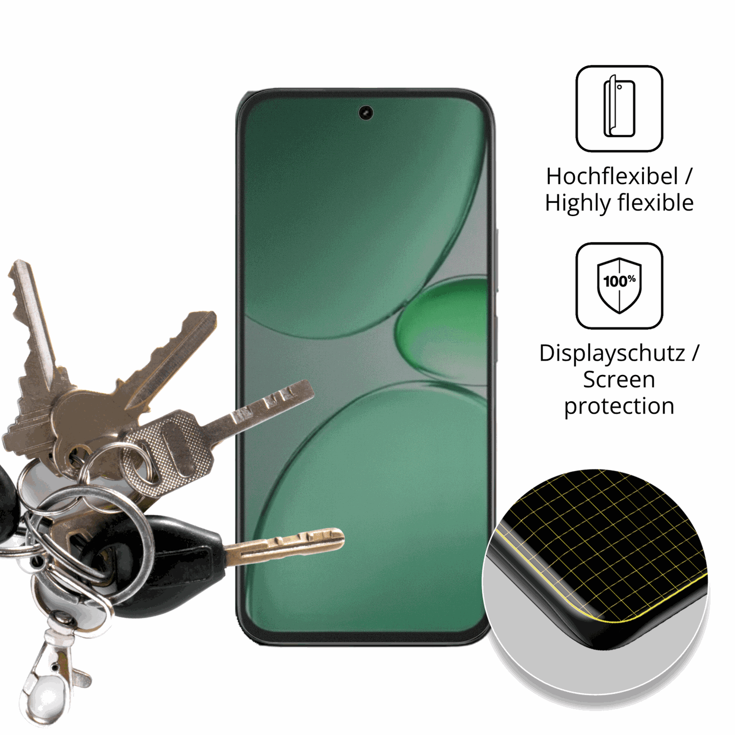 dipos Displayschutz für realmec85 5g, mit Blickschutzfilter und perfekter Passform auch für die Rundungen
