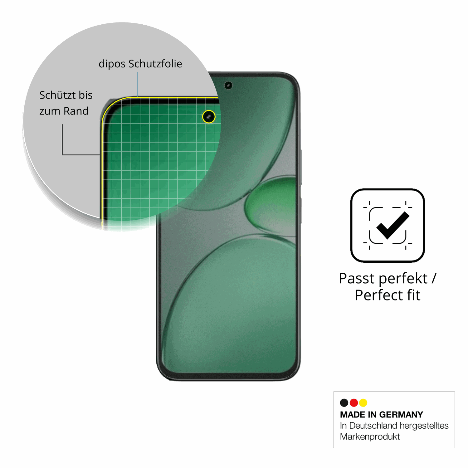 Schutz gegen Kratzer auf dem realmec85 5g Glas durch Schlüssel, Stöße gegen die Tischkante oder Stürze