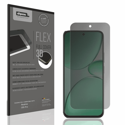 Blickschutzfolie von dipos passend für realmec85 pro, 100% Displayabdeckung und blasenfreie Montage