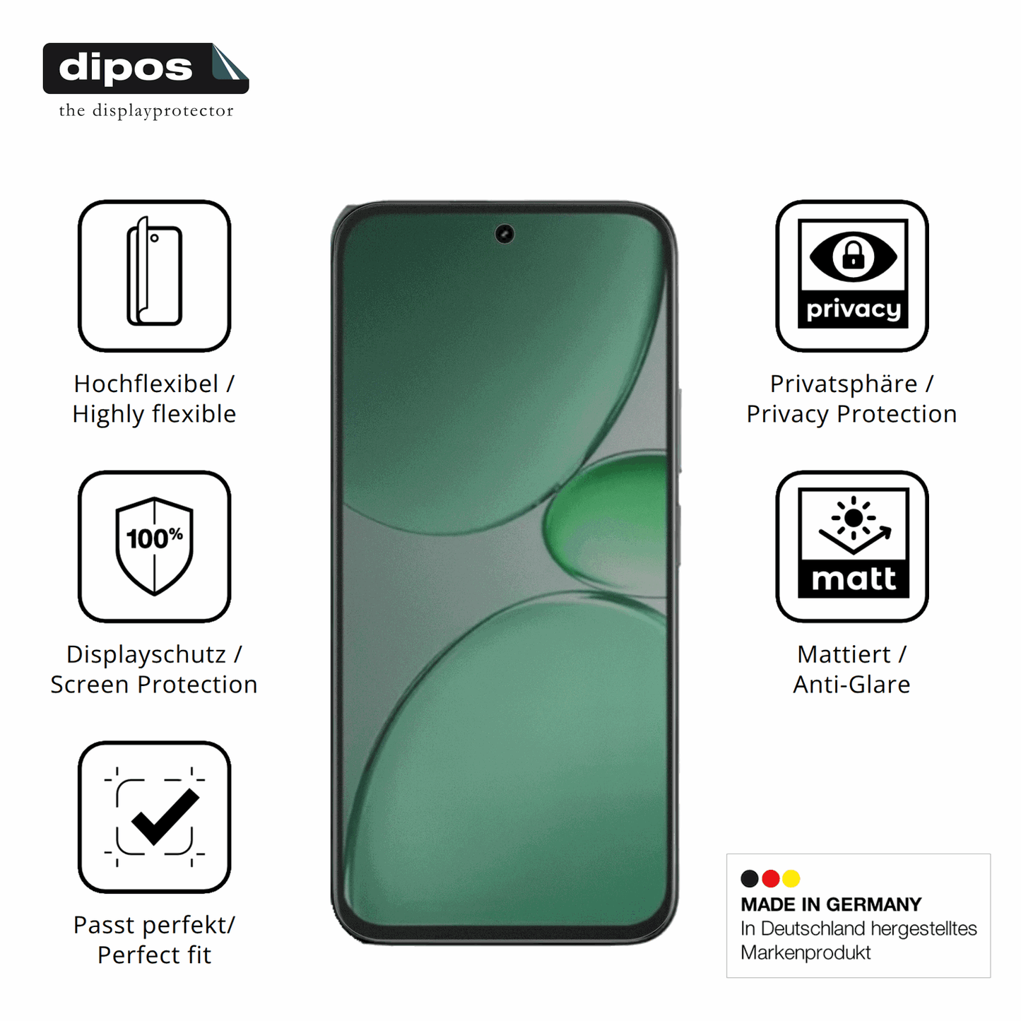 Flexible TPU-Folie passend zugeschnitten für realmec85 5g, mit Privatsphäre-Schutz durch Sichtschutz-Folie