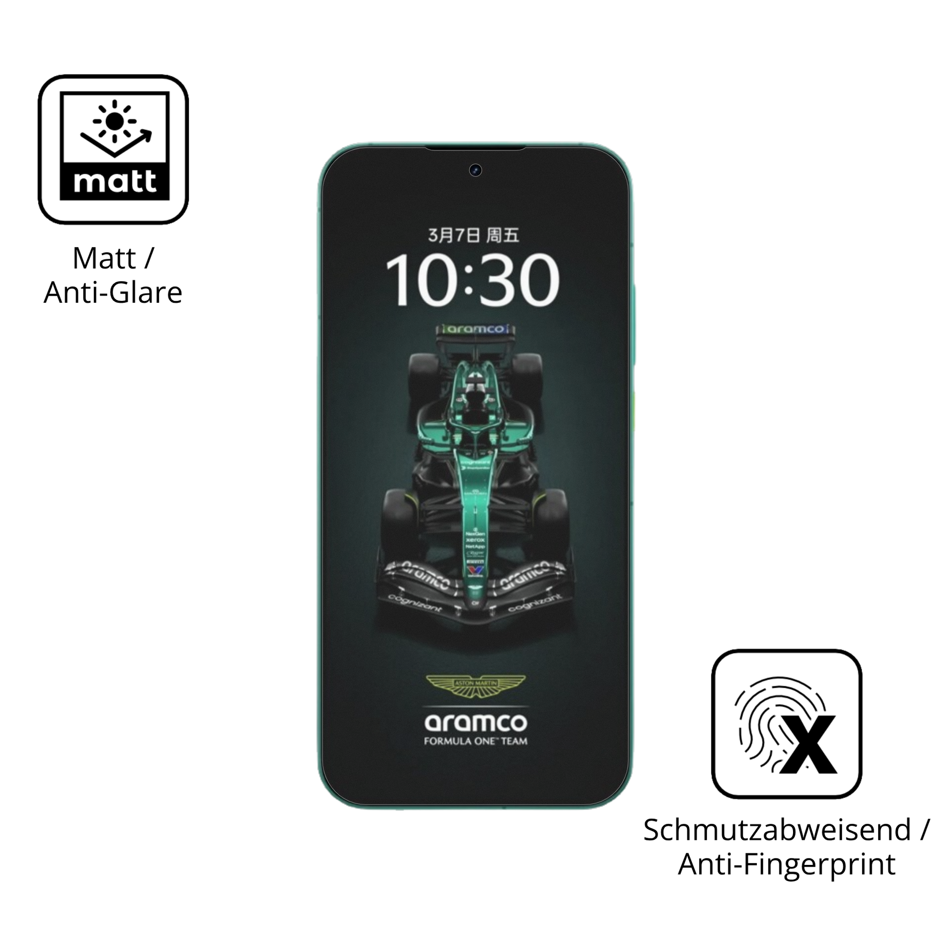 Dünne und entspiegelnde Folie passend zugeschnitten für realmegt8 pro aston martin