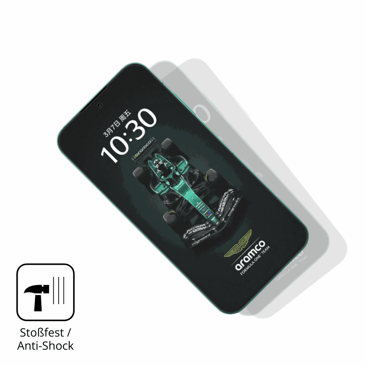 Schutz gegen Kratzer auf dem realmegt8 pro aston martin Glas durch Schlüssel, Stöße gegen die Tischkante oder Stürze