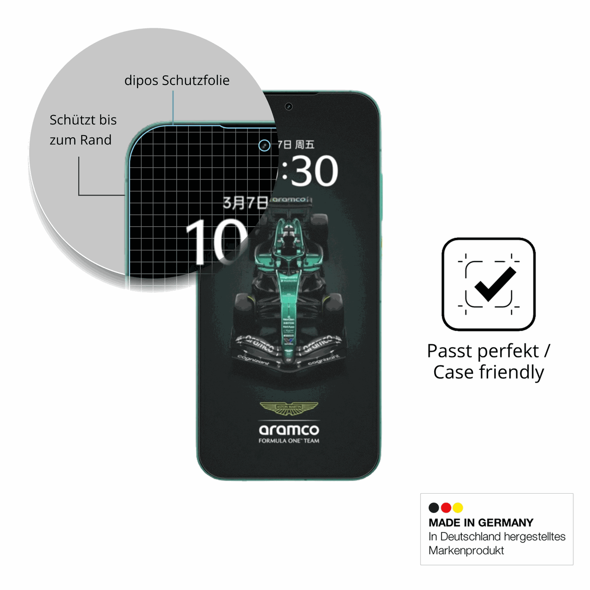 Schutzglasfolie mit optimaler Passform, zur Verwendung mit Hüllen geeignet