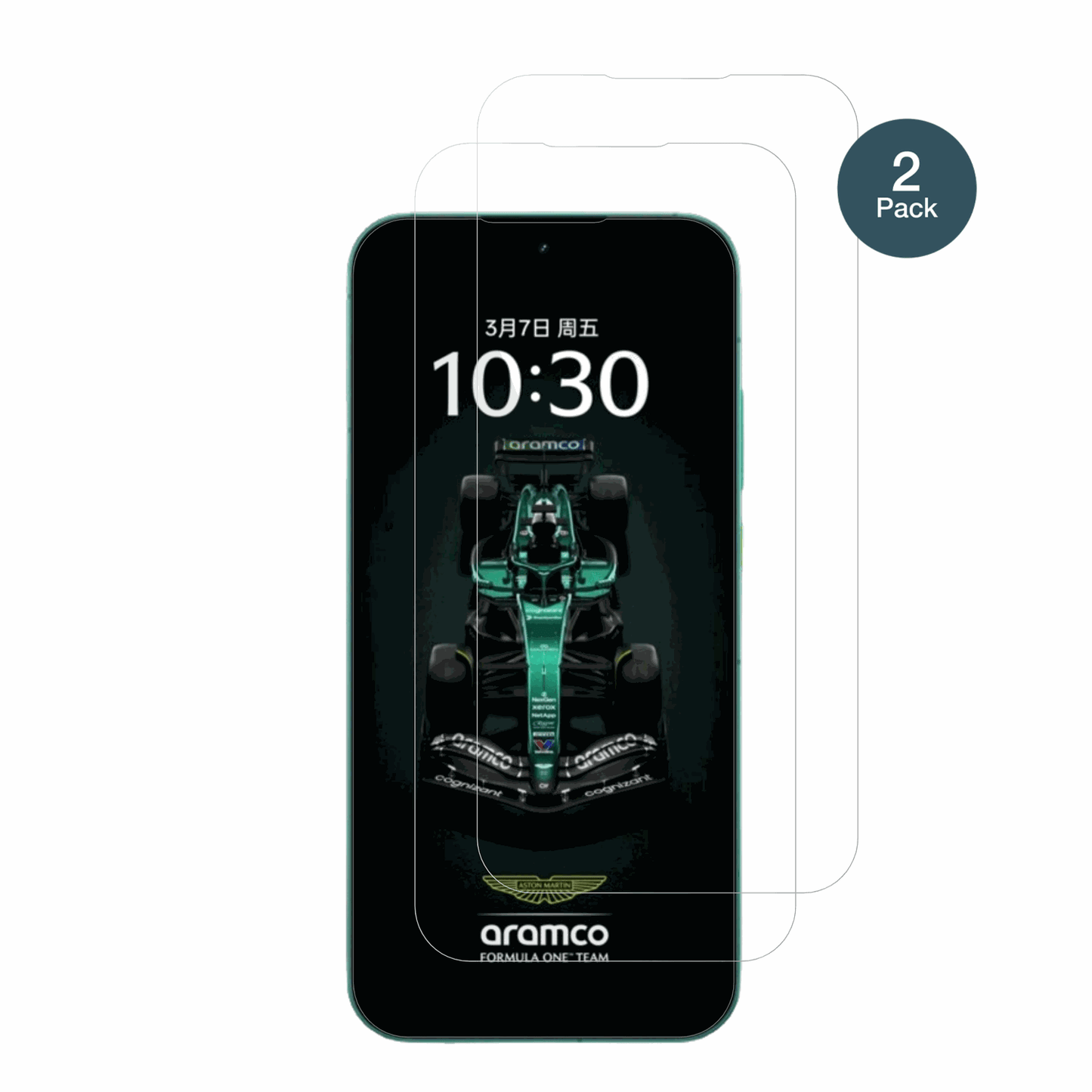 realmegt8 pro aston martin mit aufgebrachter dipos Flex Schutzfolie, glasklare Darstellung ohne Einschränkungen
