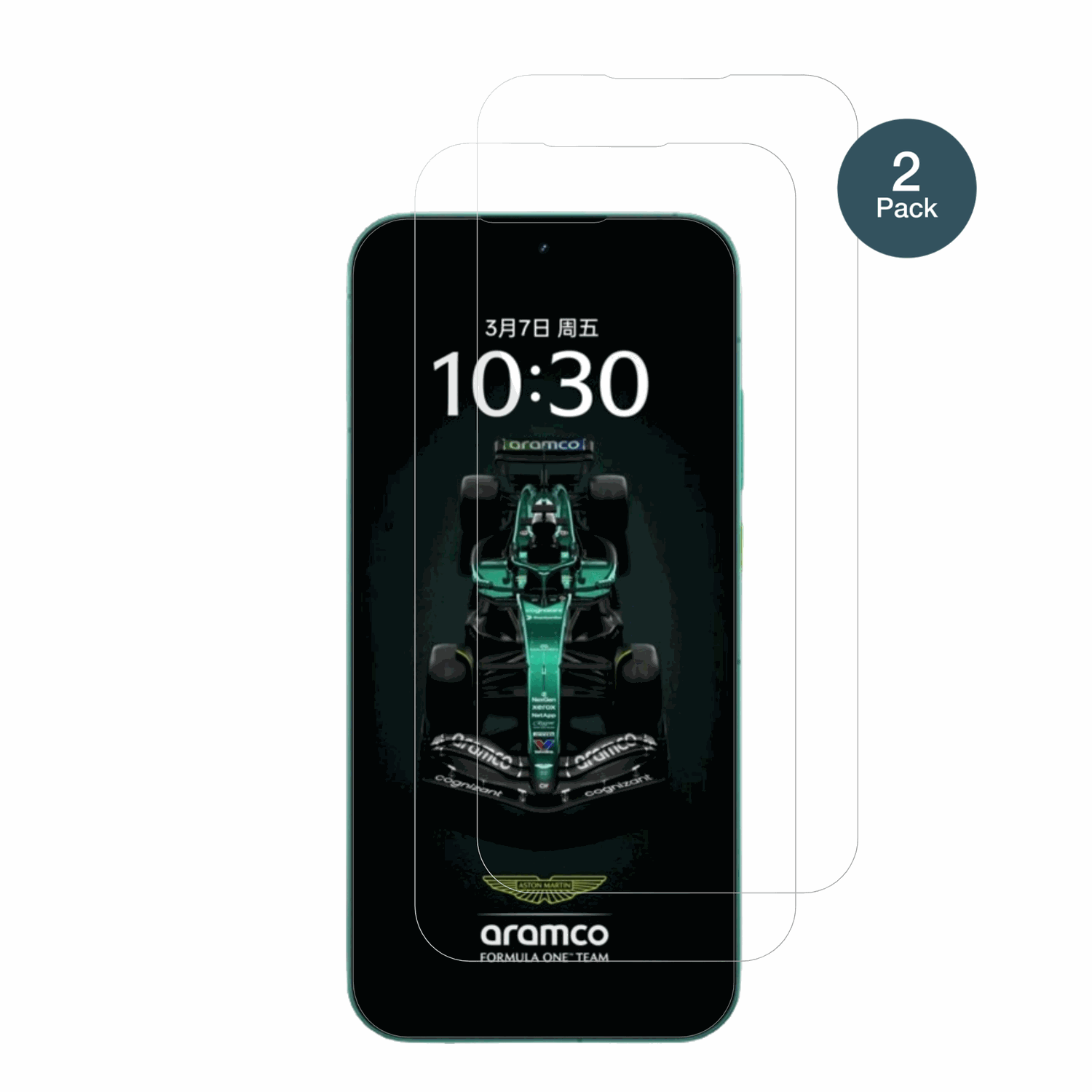 realmegt8 pro aston martin mit aufgebrachter dipos Flex Schutzfolie, glasklare Darstellung ohne Einschränkungen