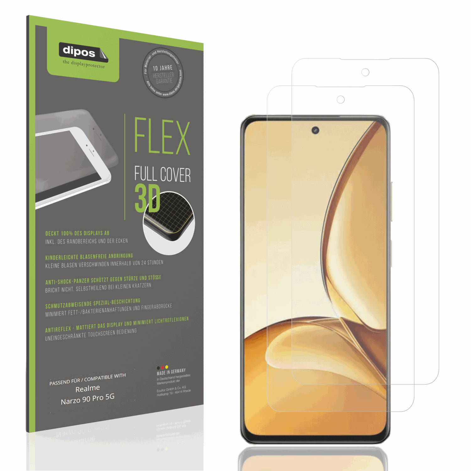 Matte Displayschutzfolie von dipos passend für Realme Narzo 90 Pro 5G, 100% Displayabdeckung und blasenfreie Montage