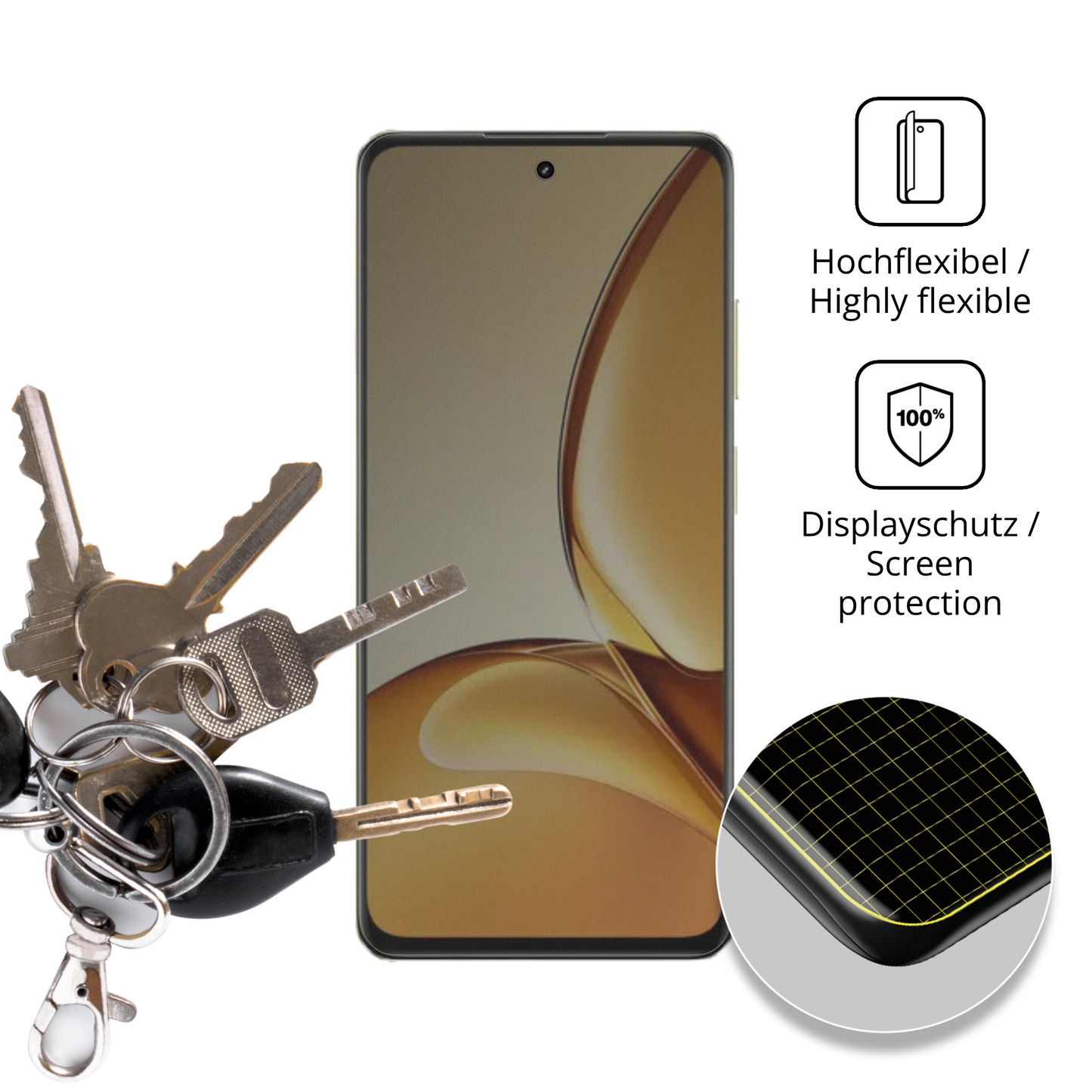 dipos Displayschutz für Realme Narzo 90 Pro 5G, mit Blickschutzfilter und perfekter Passform auch für die Rundungen
