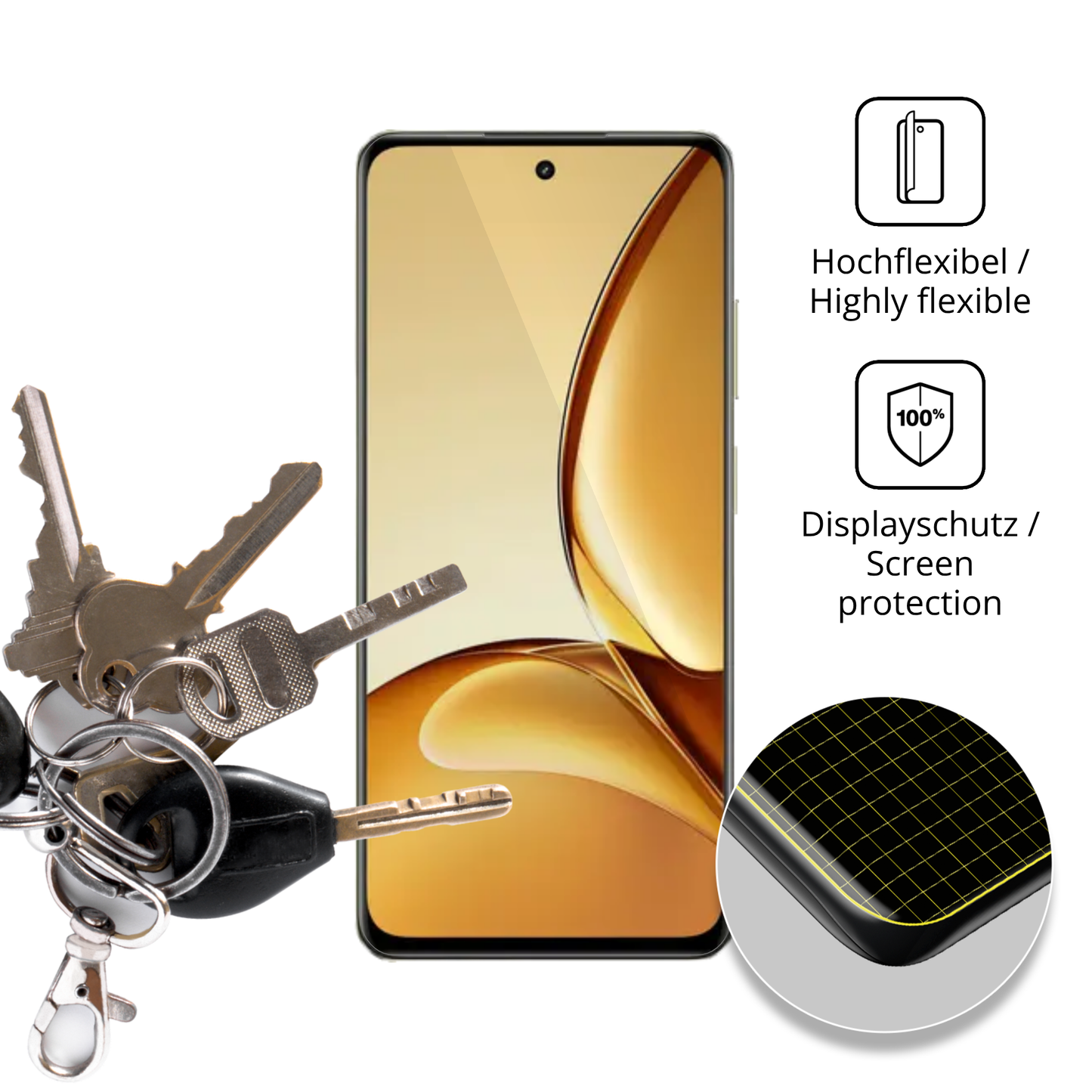 dipos Displayschutz für Realme Narzo 90 Pro 5G, transparente Oberfläche, geringe Dicke und perfekte Passform
