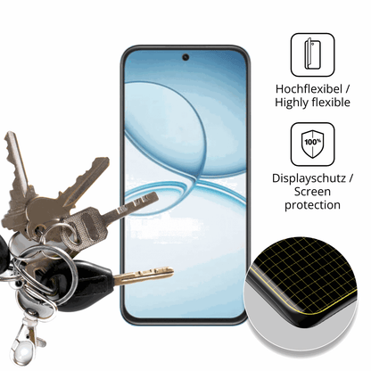 dipos Displayschutz für Realme Narzo 90X, transparente Oberfläche, perfekte Passform auch für die Rundungen