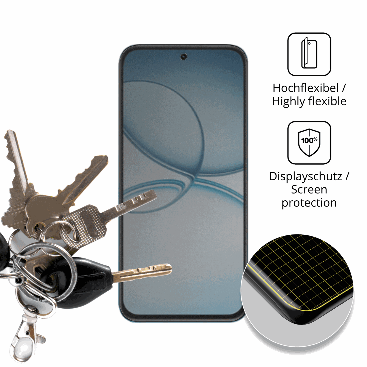 dipos Displayschutz für Realme Narzo 90X, mit Blickschutzfilter und perfekter Passform auch für die Rundungen