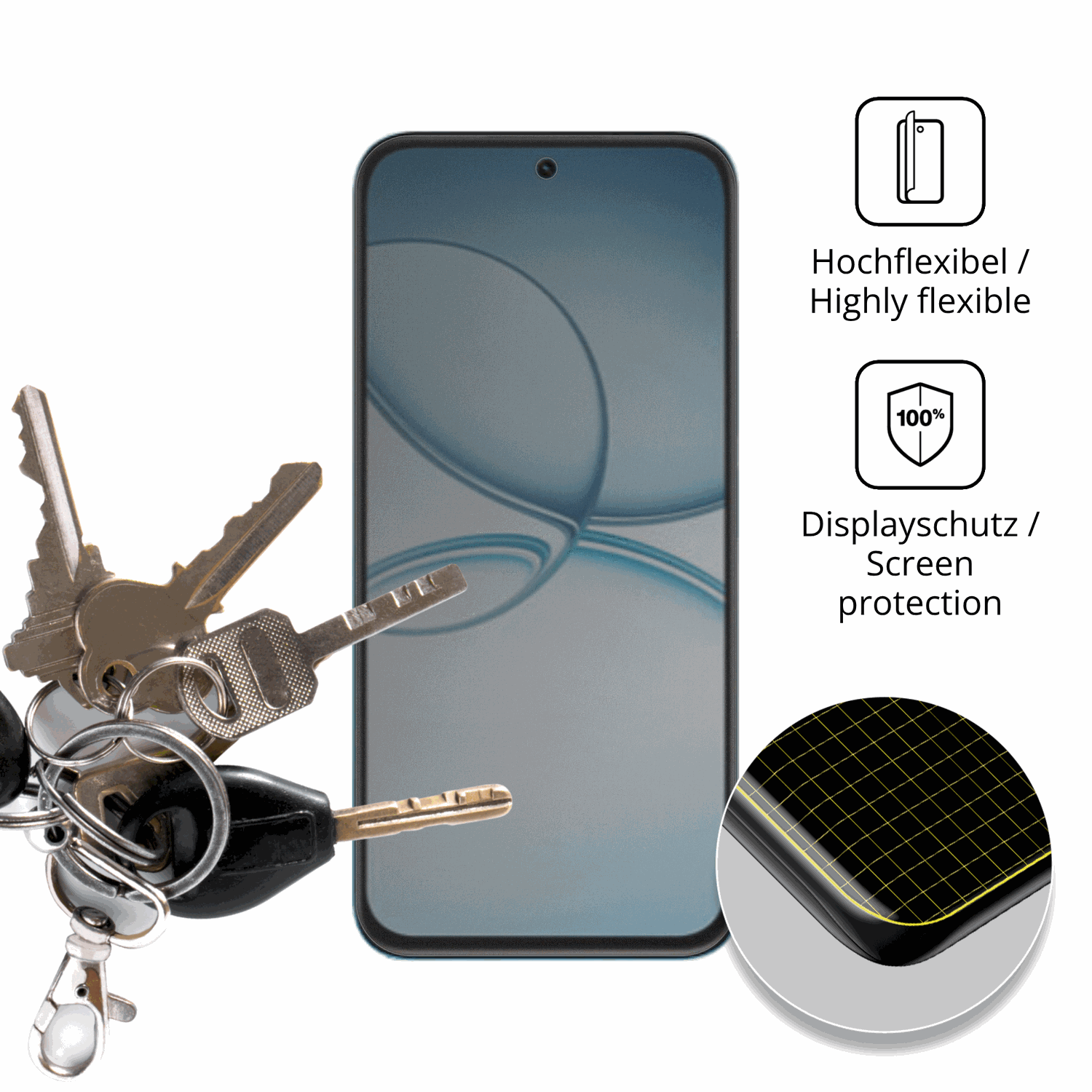 dipos Displayschutz für Realme Narzo 90X, mit Blickschutzfilter und perfekter Passform auch für die Rundungen