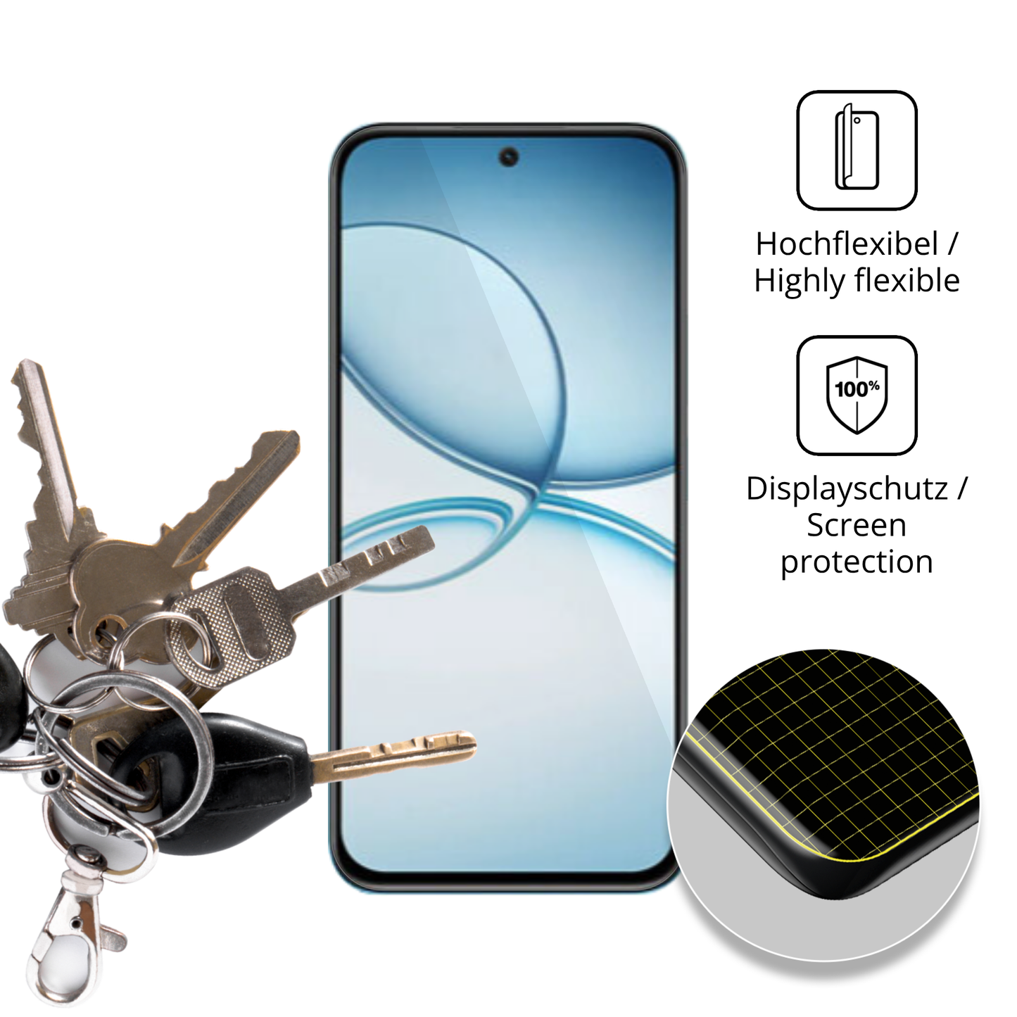 dipos Displayschutz für Realme Narzo 90X, transparente Oberfläche, geringe Dicke und perfekte Passform