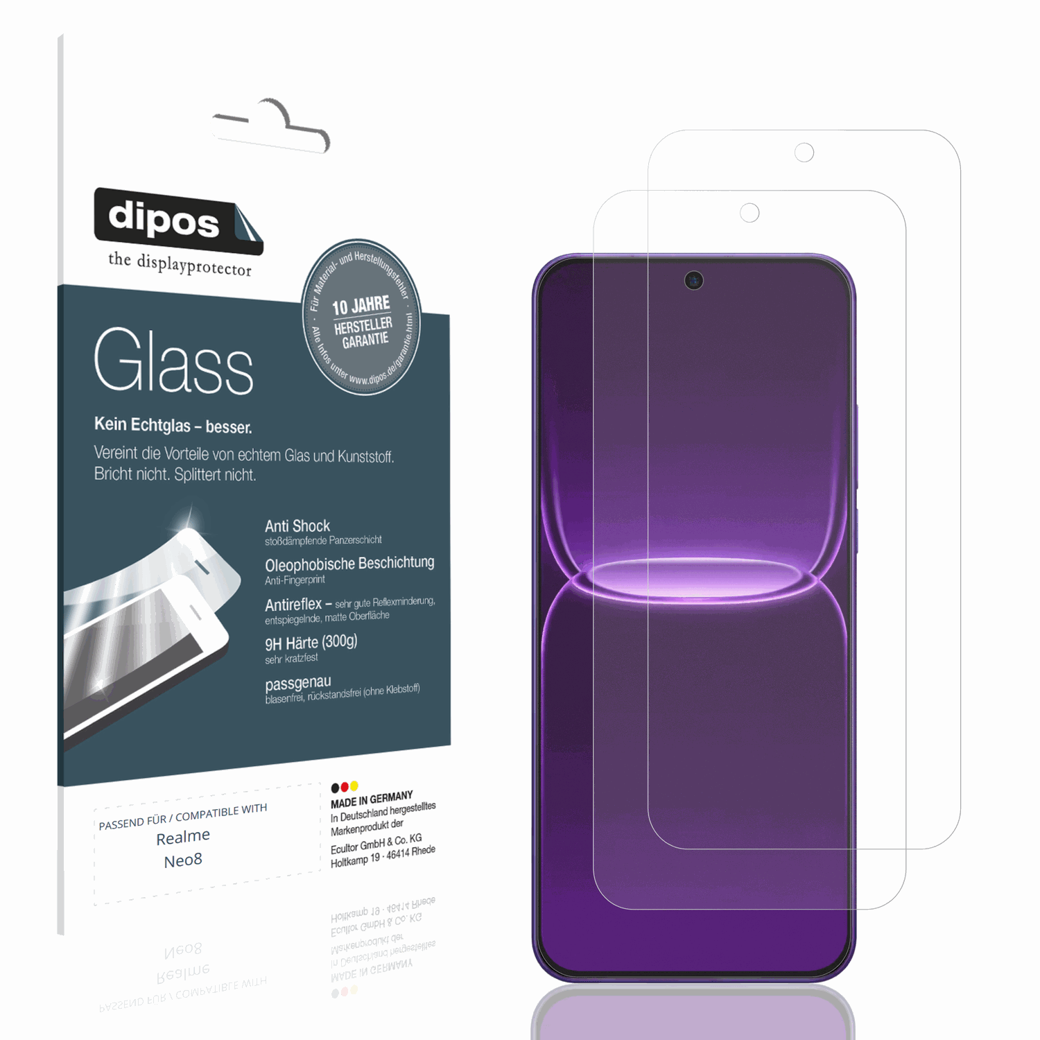 Matte Displayschutzfolie von dipos passend für Realme Neo8, 9H kratzfest und blasenfrei montiert